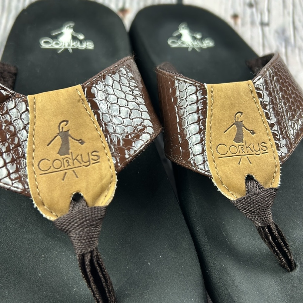 CORKYS ROYAL Brown Thong Slip On Soft Flip Flop Sandals - Picture 14 of 17